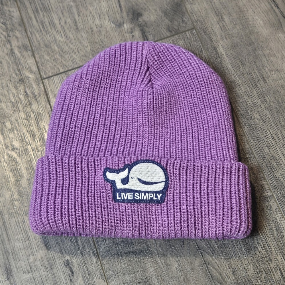 Patagonia Soft Winter Beanie Baby Purple Knitted Roll Hat Whale Live Simply